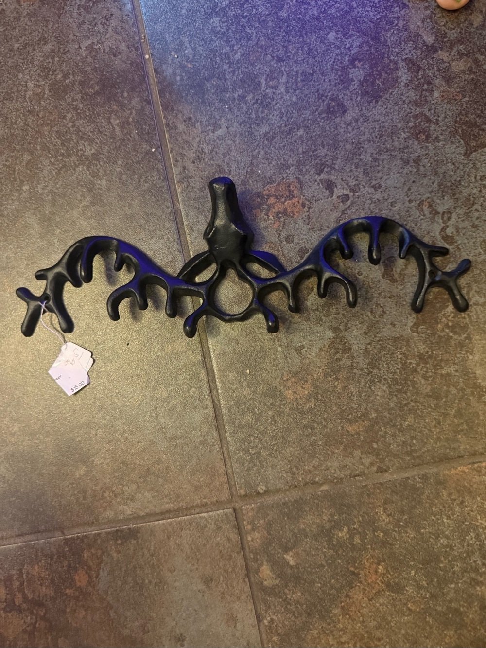 Black Wall-Mounted Antler Style Hook Rack